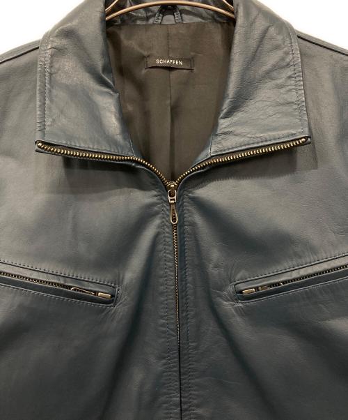 SCHAFFEN（シャッフェン）SCHAFFEN (シャッフェン) キャメル レザー ジャケット ネイビー サイズ:2の古着・服飾アイテム