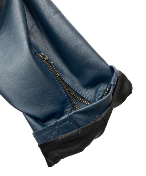 SCHAFFEN（シャッフェン）SCHAFFEN (シャッフェン) キャメル レザー ジャケット ネイビー サイズ:2の古着・服飾アイテム