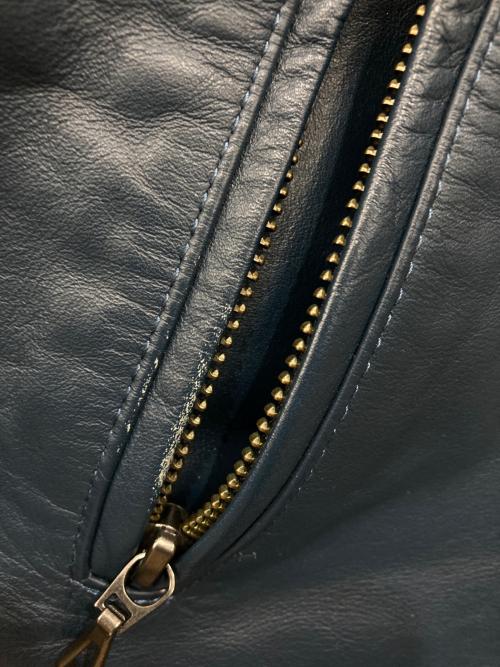 SCHAFFEN（シャッフェン）SCHAFFEN (シャッフェン) キャメル レザー ジャケット ネイビー サイズ:2の古着・服飾アイテム