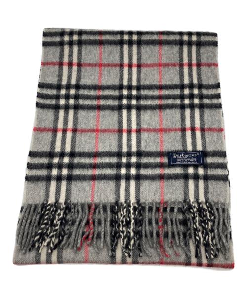 Burberry's（バーバリーズ）Burberry's (バーバリーズ) カシミヤマフラー グレー×レッドの古着・服飾アイテム