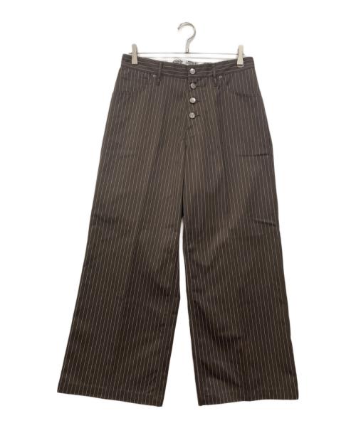 Dickies（ディッキーズ）Dickies (ディッキーズ) BADWAY (バッドウェイ) ストライプチノパン ブラウン サイズ:Mの古着・服飾アイテム
