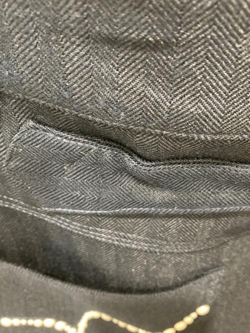 Abuku（アブク）Abuku (アブク) パールスタッズワイドタックヘリンボーンスラックス ネイビー サイズ:Mの古着・服飾アイテム