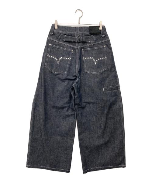 Abuku（アブク）Abuku (アブク) フロントタックパールワイドデニムパンツ インディゴ サイズ:Mの古着・服飾アイテム