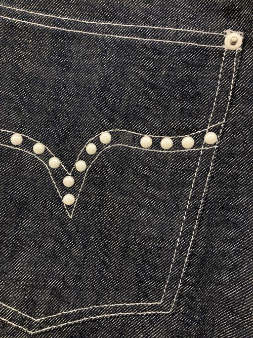 Abuku（アブク）Abuku (アブク) フロントタックパールワイドデニムパンツ インディゴ サイズ:Mの古着・服飾アイテム