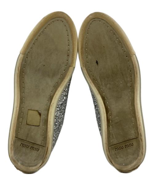MIU MIU（ミュウミュウ）MIU MIU (ミュウミュウ) ビジューグリッターローカットスニーカー シルバー サイズ:36 1/2の古着・服飾アイテム