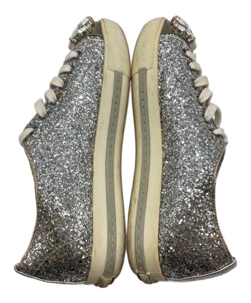MIU MIU（ミュウミュウ）MIU MIU (ミュウミュウ) ビジューグリッターローカットスニーカー シルバー サイズ:36 1/2の古着・服飾アイテム