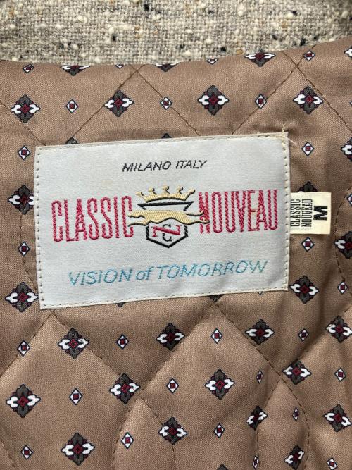 CLASSIC NOUVEAU（クラシック ヌーボー）CLASSIC NOUVEAU (クラシック ヌーボー) レザー切替ネップジャケット グレー サイズ:Mの古着・服飾アイテム