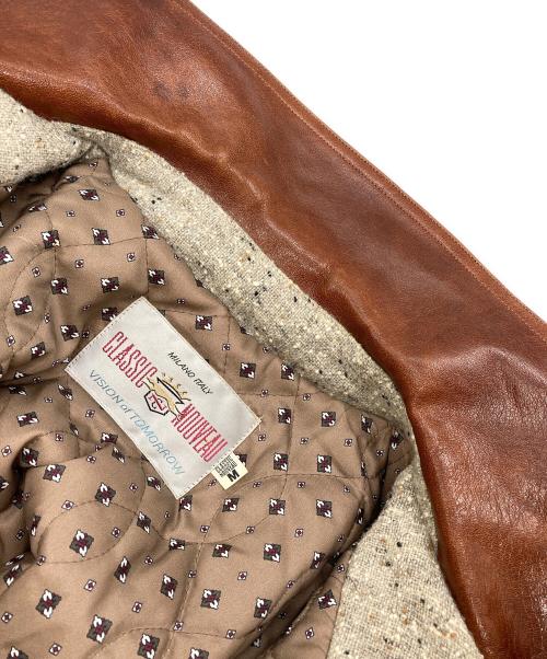 CLASSIC NOUVEAU（クラシック ヌーボー）CLASSIC NOUVEAU (クラシック ヌーボー) レザー切替ネップジャケット グレー サイズ:Mの古着・服飾アイテム