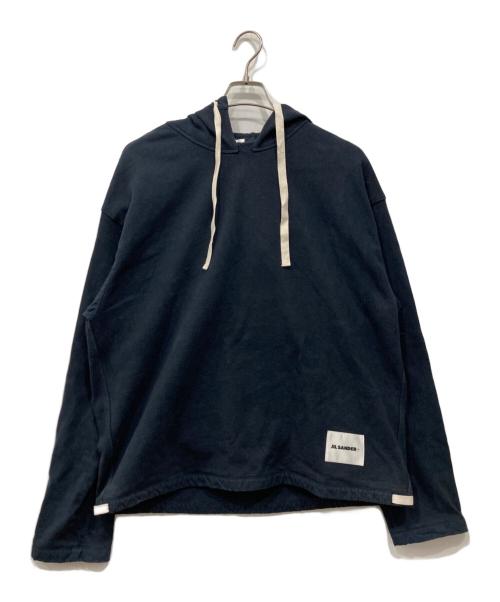 JIL SANDER（ジルサンダー）JIL SANDER (ジルサンダー) ロゴパッチ プルオーバー フーデッド パーカー ネイビー サイズ:Sの古着・服飾アイテム