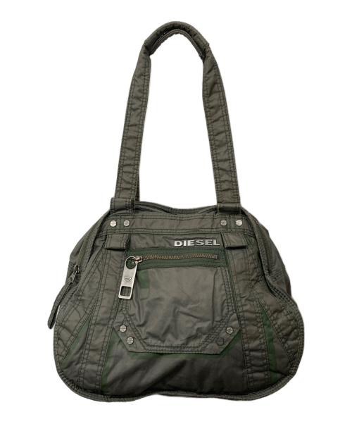DIESEL（ディーゼル）DIESEL (ディーゼル) メタルロゴトートバッグ カーキの古着・服飾アイテム