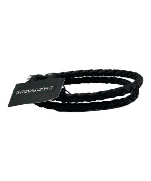 EMPORIO ARMANI（エンポリオ アルマーニ）EMPORIO ARMANI (エンポリオ アルマーニ) レザーバングル ブラック 未使用品の古着・服飾アイテム