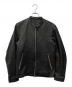 LIDnMリドム）の古着「ラムレザーシングルライダースジャケット」｜ブラック