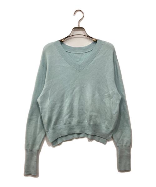 allureville（アルアバイル）allureville (アルアバイル) ウールスムース2WAYネックプルオーバー ブルー サイズ:2の古着・服飾アイテム