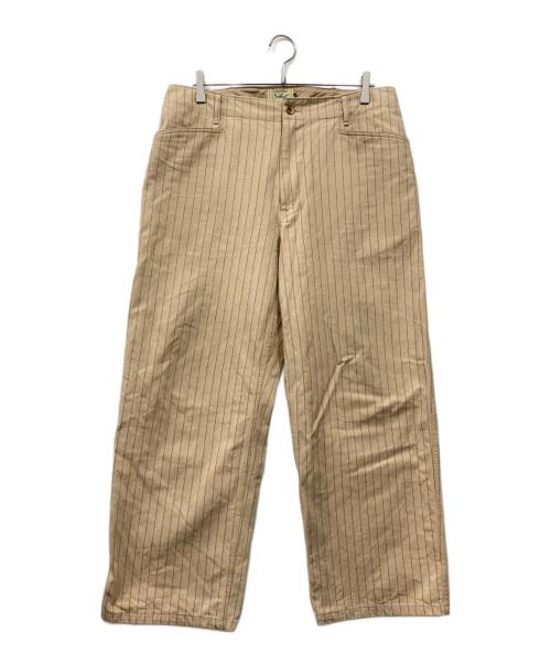 Schott（ショット）Schott (ショット) ストライプフリスコパンツ ベージュ×グリーン サイズ:34の古着・服飾アイテム