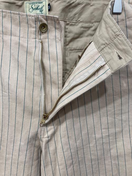 Schott（ショット）Schott (ショット) ストライプフリスコパンツ ベージュ×グリーン サイズ:34の古着・服飾アイテム
