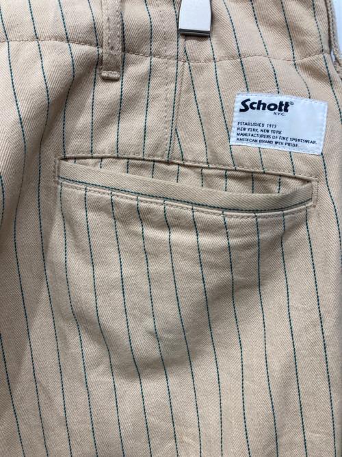 Schott（ショット）Schott (ショット) ストライプフリスコパンツ ベージュ×グリーン サイズ:34の古着・服飾アイテム