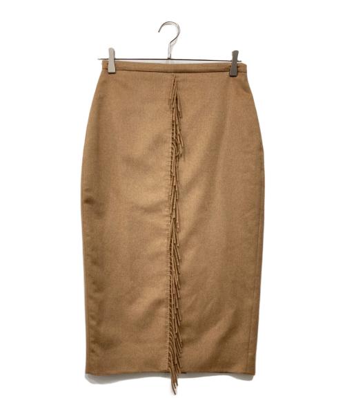 MaxMara（マックスマーラ）MaxMara (マックスマーラ) フリンジスカート ベージュ サイズ:40の古着・服飾アイテム
