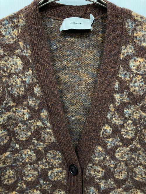 COACH（コーチ）COACH (コーチ) シグネチャー ニットカーディガン ブラウン サイズ:XSの古着・服飾アイテム