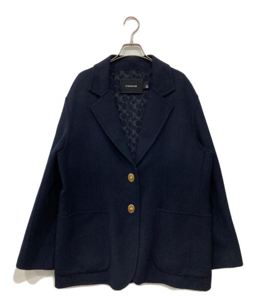 COACH（コーチ）COACH (コーチ) ダブルフェイスウールブレザー ネイビー サイズ:Mの古着・服飾アイテム