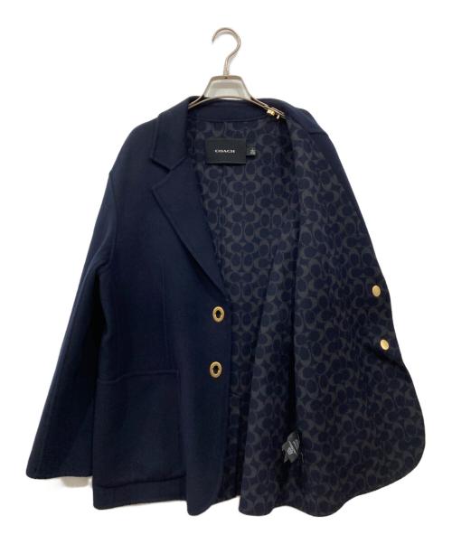 COACH（コーチ）COACH (コーチ) ダブルフェイスウールブレザー ネイビー サイズ:Mの古着・服飾アイテム