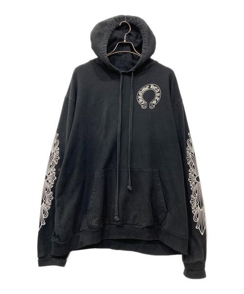 CHROME HEARTS（クロムハーツ）CHROME HEARTS (クロムハーツ) ホースシュー×フローラルクロス プルオーバーパーカー ブラック サイズ:XLの古着・服飾アイテム