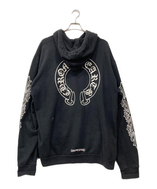 CHROME HEARTS（クロムハーツ）CHROME HEARTS (クロムハーツ) ホースシュー×フローラルクロス プルオーバーパーカー ブラック サイズ:XLの古着・服飾アイテム