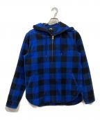 stussyステューシー）の古着「ブロックチェック ジップパーカー」｜ブルー×ブラック