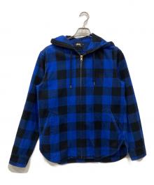 stussy（ステューシー）の古着「ブロックチェック ジップパーカー」｜ブルー×ブラック