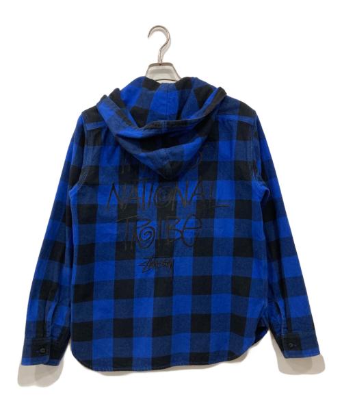 stussy（ステューシー）stussy (ステューシー) ブロックチェック ジップパーカー ブルー×ブラック サイズ:Mの古着・服飾アイテム