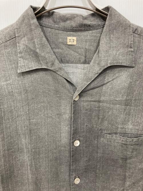 T.T（タイガ タカハシ）T.T (タイガ タカハシ) イタリアンカラーシャツ グレー サイズ:15の古着・服飾アイテム