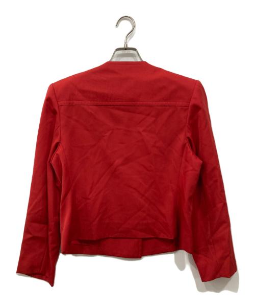 Yves Saint Laurent（イヴサンローラン）Yves Saint Laurent (イヴサンローラン) 金釦ノーカラージャケット レッド サイズ:36の古着・服飾アイテム