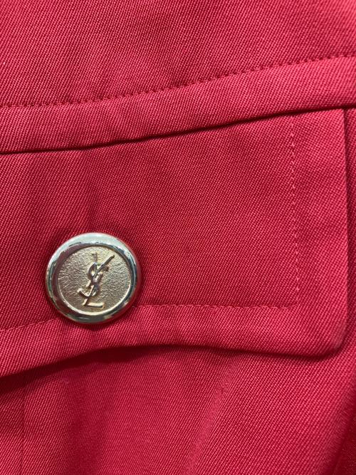 Yves Saint Laurent（イヴサンローラン）Yves Saint Laurent (イヴサンローラン) 金釦ノーカラージャケット レッド サイズ:36の古着・服飾アイテム