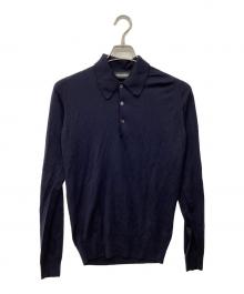 JOHN SMEDLEY（ジョンスメドレー）の古着「ニットポロシャツ」｜ネイビー