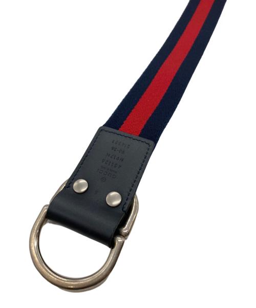 GUCCI（グッチ）GUCCI (グッチ) Dリングベルト ネイビー×レッドの古着・服飾アイテム