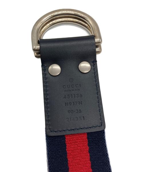 GUCCI（グッチ）GUCCI (グッチ) Dリングベルト ネイビー×レッドの古着・服飾アイテム