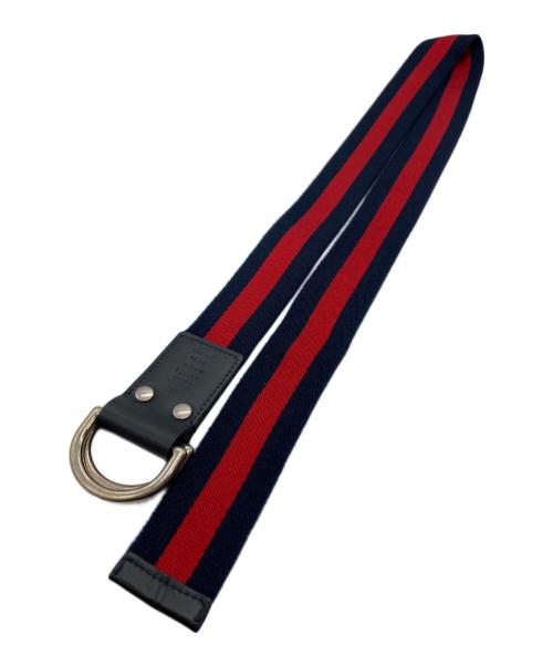 GUCCI（グッチ）GUCCI (グッチ) Dリングベルト ネイビー×レッドの古着・服飾アイテム