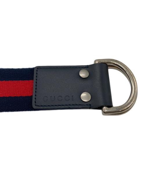 GUCCI（グッチ）GUCCI (グッチ) Dリングベルト ネイビー×レッドの古着・服飾アイテム