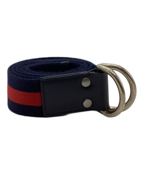 GUCCI（グッチ）GUCCI (グッチ) Dリングベルト ネイビー×レッドの古着・服飾アイテム