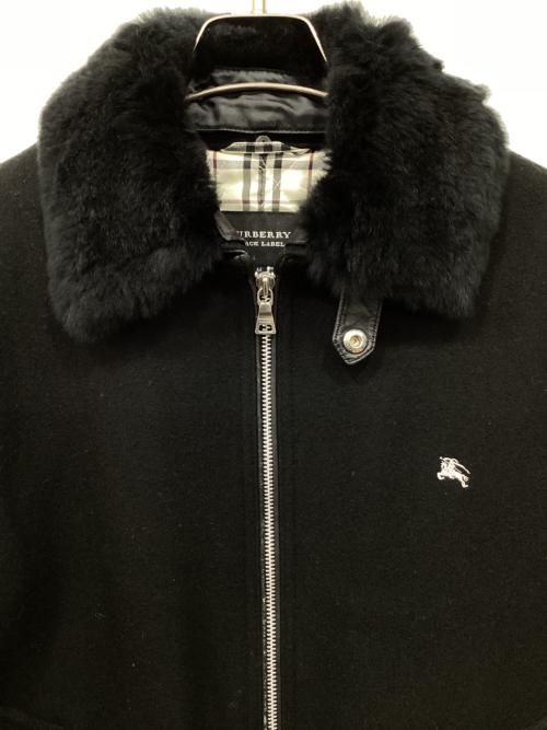 BURBERRY BLACK LABEL（バーバリーブラックレーベル）BURBERRY BLACK LABEL (バーバリーブラックレーベル) ラビットファー付ブルゾン ブラック サイズ:Mの古着・服飾アイテム