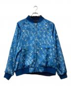 BLUE BLUEブルーブルー）の古着「マーブルプリントサテンスカジャン」｜ブルー