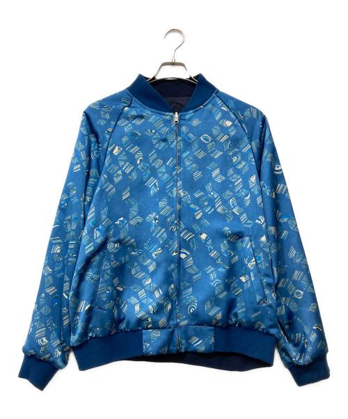 BLUE BLUE（ブルーブルー）BLUE BLUE (ブルーブルー) マーブルプリントサテンスカジャン ブルー サイズ:2の古着・服飾アイテム
