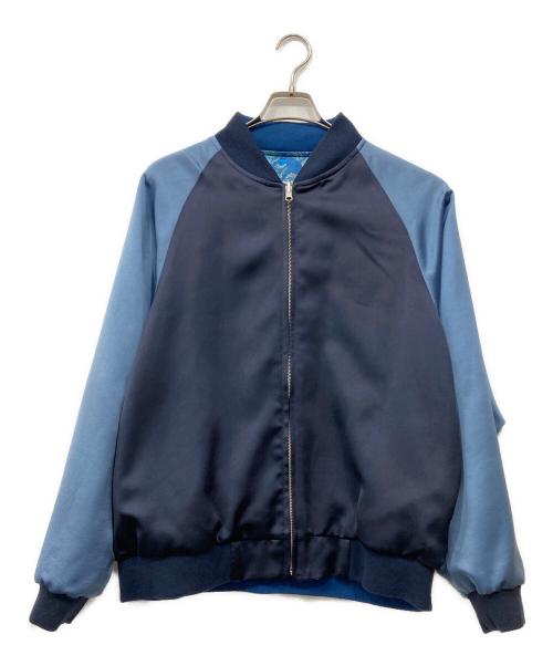 BLUE BLUE（ブルーブルー）BLUE BLUE (ブルーブルー) マーブルプリントサテンスカジャン ブルー サイズ:2の古着・服飾アイテム