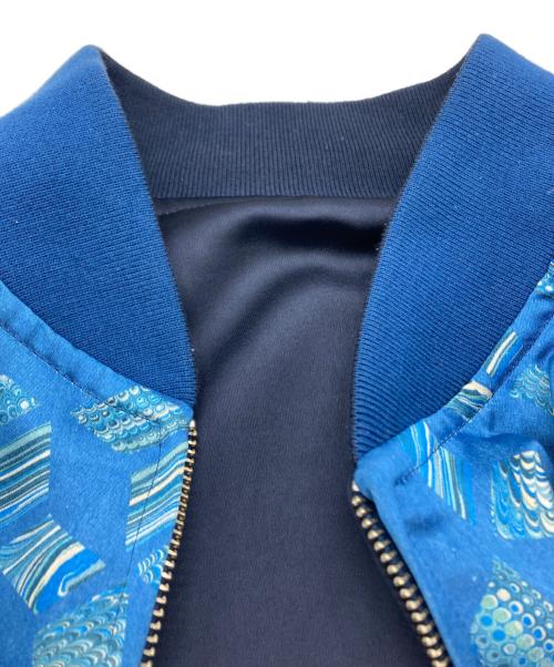 BLUE BLUE（ブルーブルー）BLUE BLUE (ブルーブルー) マーブルプリントサテンスカジャン ブルー サイズ:2の古着・服飾アイテム