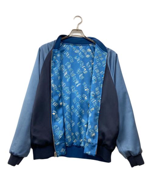 BLUE BLUE（ブルーブルー）BLUE BLUE (ブルーブルー) マーブルプリントサテンスカジャン ブルー サイズ:2の古着・服飾アイテム