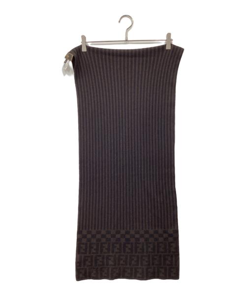 FENDI（フェンディ）FENDI (フェンディ) ズッカ柄ウールマフラー ブラウン×ブラックの古着・服飾アイテム