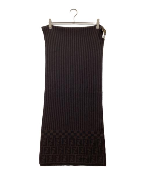 FENDI（フェンディ）FENDI (フェンディ) ズッカ柄ウールマフラー ブラウン×ブラックの古着・服飾アイテム