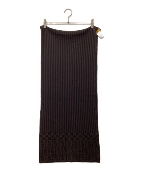 FENDI（フェンディ）FENDI (フェンディ) ズッカ柄ウールマフラー ブラウン×ブラックの古着・服飾アイテム