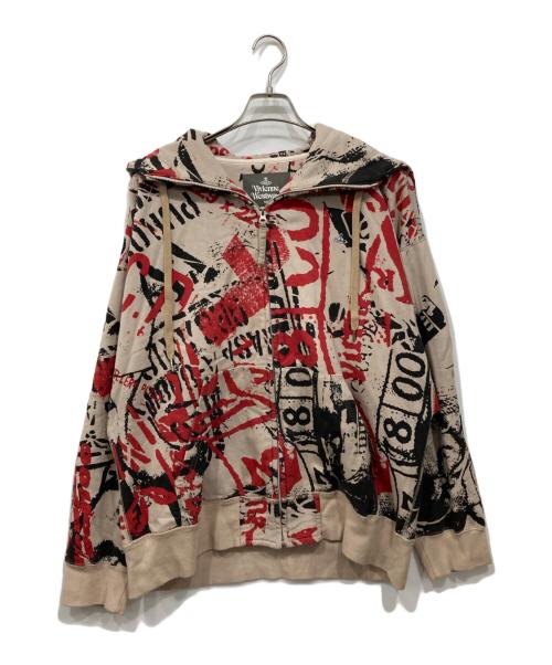 Vivienne Westwood man（ヴィヴィアン ウェストウッド マン）Vivienne Westwood man (ヴィヴィアン ウェストウッド マン) ジップパーカー レッド×ベージュ サイズ:46の古着・服飾アイテム