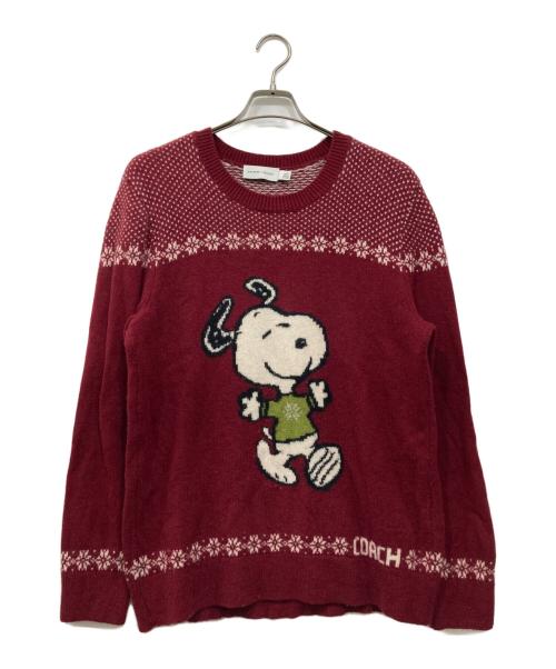 COACH（コーチ）COACH (コーチ) PEANUTS (ピーナッツ) スヌーピーニット レッド サイズ:Mの古着・服飾アイテム