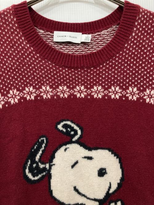 COACH（コーチ）COACH (コーチ) PEANUTS (ピーナッツ) スヌーピーニット レッド サイズ:Mの古着・服飾アイテム
